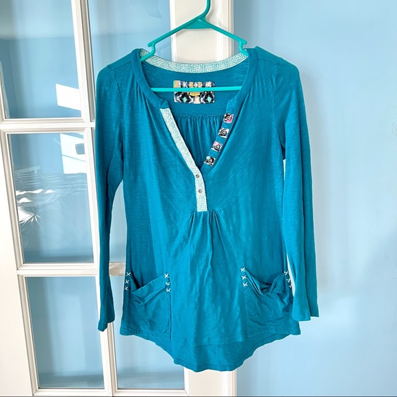 ANTHROPOLOGIE LITTLE YELLOW BUTTON Calantha Long Sleeve Henley—SZ. XS - Picture 10 of 15